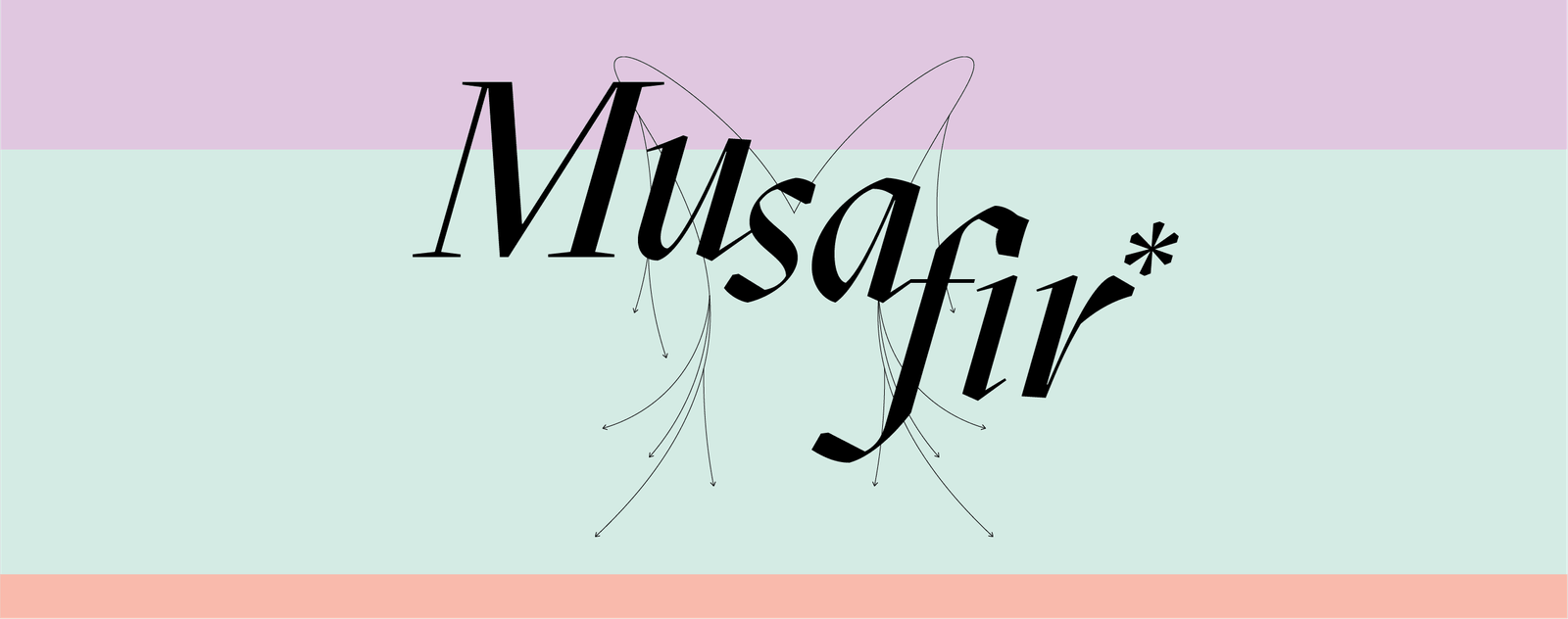 Musafir logo over a three color background