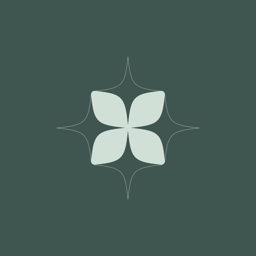 Visual explanation of how the four star symbols reveal the silhouette of a flower
